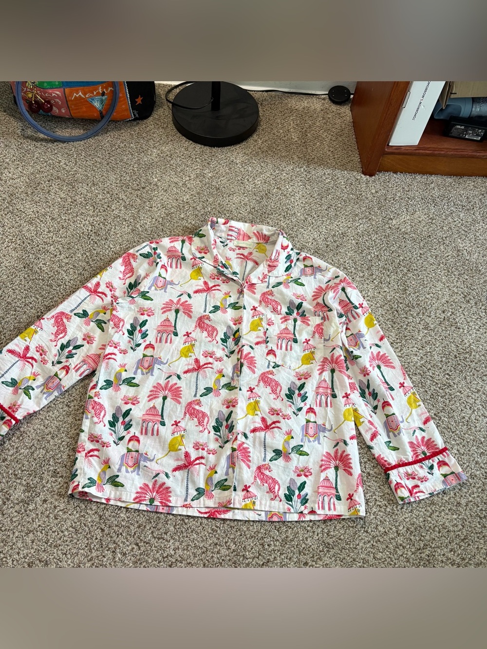 Powell Craft “Sultan’s Garden” print pajama top 100% cotton size s/m